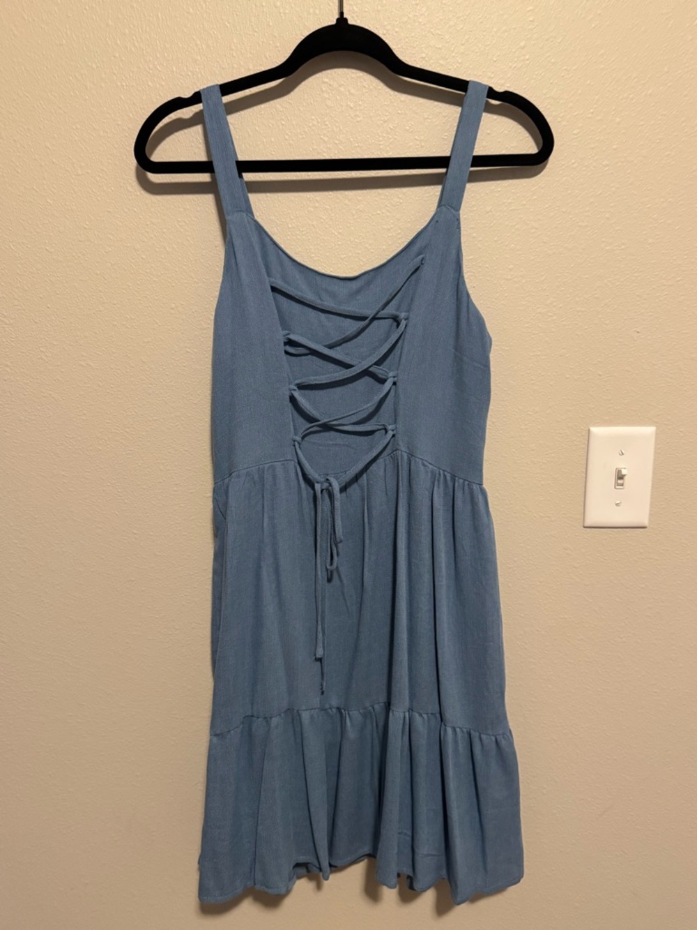 Kori America Blue Textured Button Down Tie Back Dress NWT Size Medium - Picture 7 of 7